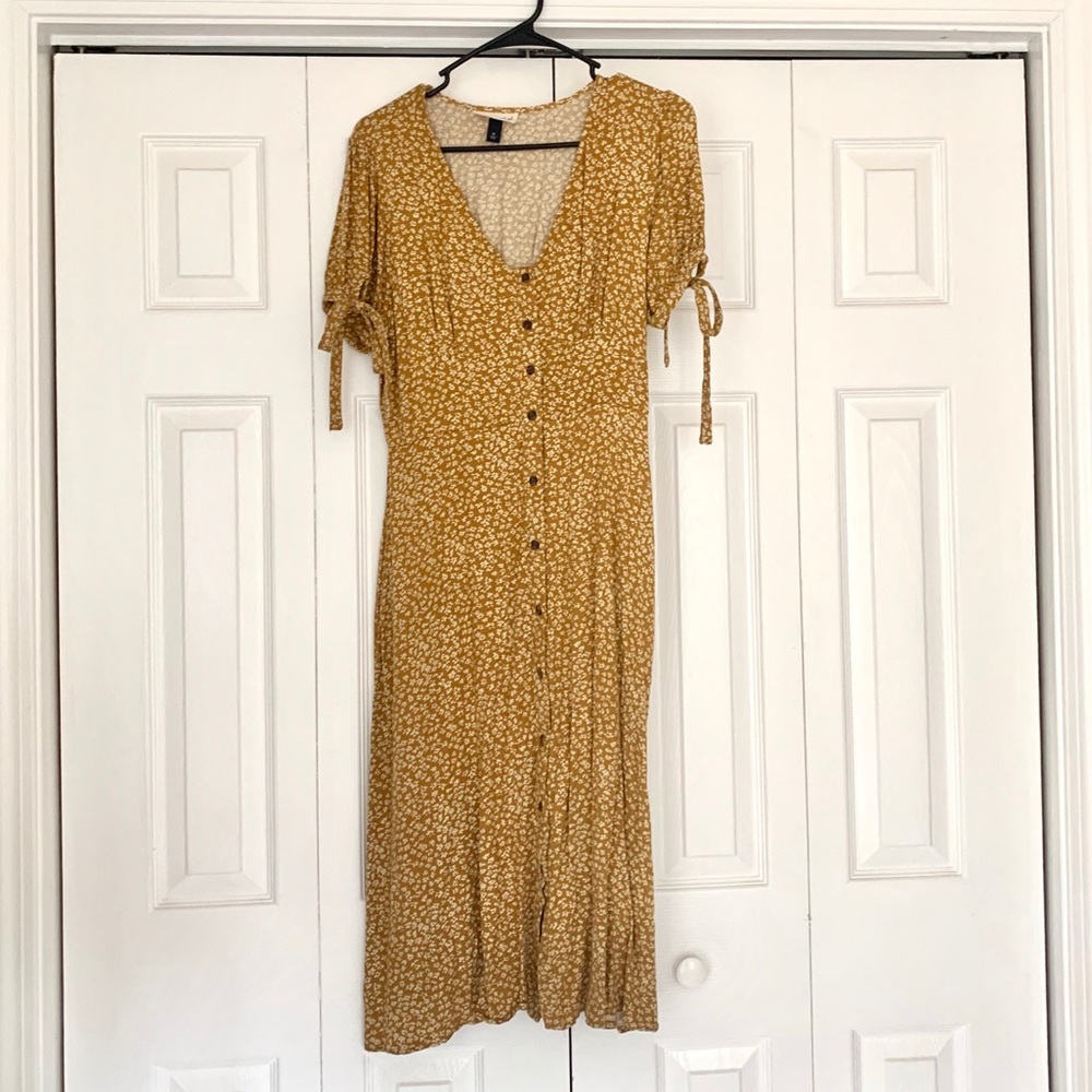 Mustard Yellow Floral Dress